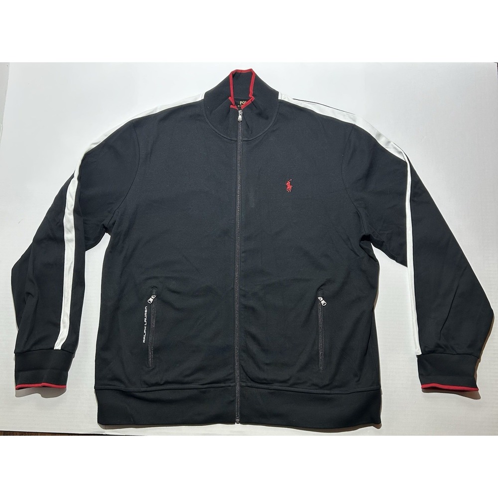 Polo Ralph Lauren Men's Size 2XL Full Zip Black Interlock Track Jacket XXL EUC